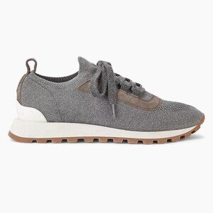 Ladies' Brunello Cucinelli  Gray Textile Low-Top Sneakers Brand New Size 41